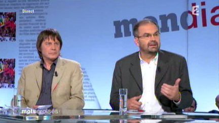 Bernard Thibault et François Chérèque sur le plateau de l'émission "Mots Croisés" sur France 2 (France 2)