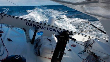 &nbsp; (Dans la catégorie des Imoca, durement éprouvée ces derniers jours, Armel Le Cléac'h/Erwan Tabarly (Banque Populaire VIII) était toujours en tête samedi soir ©  Armel Le Cléac'h / Banque Populaire / TJV2015)