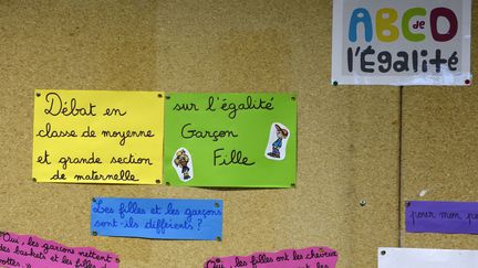 L'ABCD de l'&eacute;galit&eacute; est exp&eacute;riment&eacute; dans une &eacute;cole primaire &agrave; Villeurbane (Rh&ocirc;ne), le 13 janvier 2014. (PHILIPPE DESMAZES / AFP)