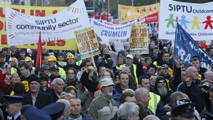 Le 6 novembre déjà, plusieurs milliers d'Irlandais manifestaient à Dublin contre les mesures d'austérité. (AFP)