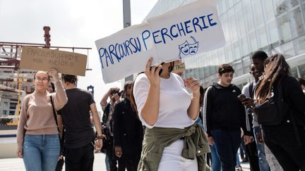 Une manifestation de lycéens contre la réforme Parcoursup, le 24 mai 2018 à Paris. (MAXPPP)