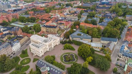 Une vue aérienne de l'université de Lund, en Suède, le 2 septembre 2018. (TAMBOLY / CULTURA CREATIVE / AFP)