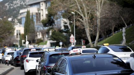 During a taxi demonstration in Toulon on January 24, 2024. (FRANK MULLER / MAXPPP)