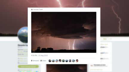 De violents orages ont frappé plusieurs régions du sud de la France,&nbsp;dimanche 12 août. (CAPTURE D'ÉCRAN / TWITTER)