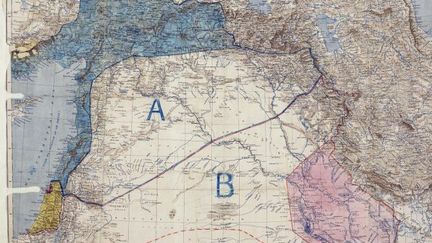 Carte des accords Sykes-Picot (archives britanniques) (AFP)