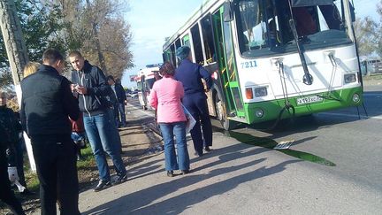 L'attentat contre un bus &agrave; Volgograd (sud de la Russie) a fait six morts, le 21 octobre 2013. (DMITRY / RIA NOVOSTI / AFP)