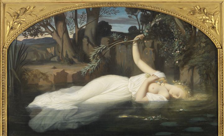 Léopold Burthe (1823- 1860), Ophélia 1852, huile sur toile, 62,3 x 100,3 cm Musée Sainte-Croix, Poitiers, France. (Christian Vignaud - Muse de Poitiers)