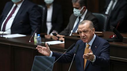 Le président turc Recep Tayyip Erdogan lors d'un discours à Ankara (Turquie), le 28 octobre 2020. (ADEM ALTAN / AFP)