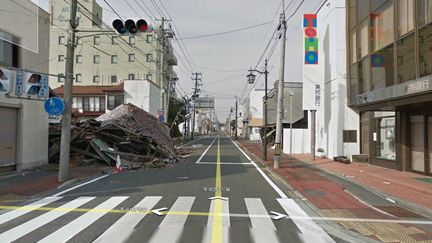 Capture d'&eacute;cran de la visite virtuelle propos&eacute;e par Google Maps &agrave; Namie, pr&egrave;s de Fukushima, au Japon. (GOOGLE MAPS / FRANCETV INFO)