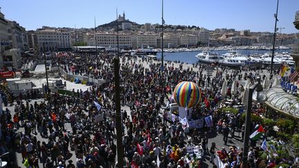 Manifestation du 1er-Mai à Marseille, le 1er mai 2023. (CLEMENT MAHOUDEAU / AFP)