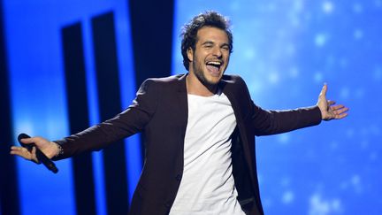 Amir au concours de l'Eurovision le 14 mai 2016 à Stockholm en Suède. (JONATHAN NACKSTRAND / AFP)