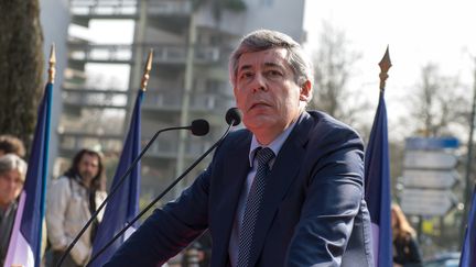 Henri Guaino lors de la cérémonie d'inauguration du square Charles-Pasqua, au Plessis-Robinson (Hauts-de-Seine), le 12 mars 2016. (SERGE TENANI / CITIZENSIDE / AFP)