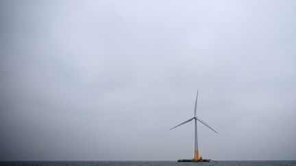 Floatgen, l'unique éolienne offshore française située au large de Pornichet, à l'ouest de Nantes, le 14 janvier 2022. (CHRISTOPHE ARCHAMBAULT / AFP)