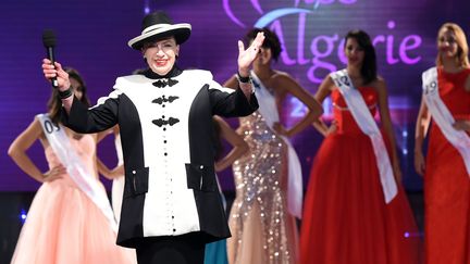 Geneviève de Fontenay à Alger (Algérie), pour l'élection de Miss Algérie, le 5 septembre 2014. (FAROUK BATICHE / AFP)