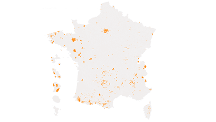 Les communes où Emmanuel Macron a obtenu plus de 80% des suffrages, le 7 mai 2017. (FRANCEINFO)