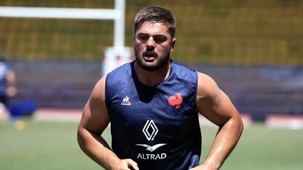 Le Français Grégory Alldritt lors de la préparation du XV de France avant la Coupe du monde, le 13 juillet 2023. (VALERY HACHE / AFP)