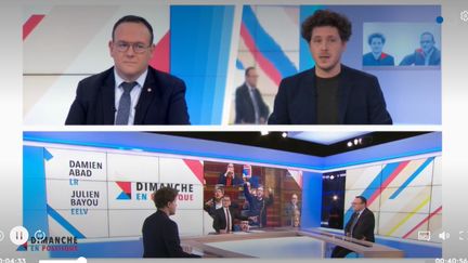 Damien Abad et Julien Bayou (CAPTURE D'ECRAN "DIMANCHE EN POLITIQUE" / FRANCE 3)