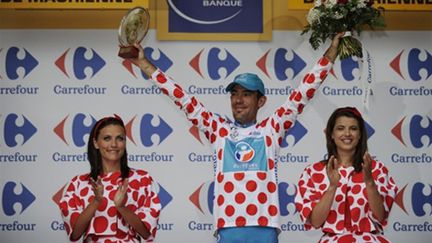 Anthony Charteau avec le maillot de meilleur grimpeur