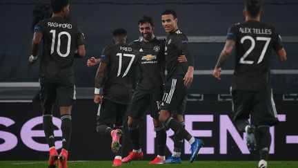 Bruno Fernandes célèbre un but avec Manchester United (MARCO BERTORELLO / AFP)