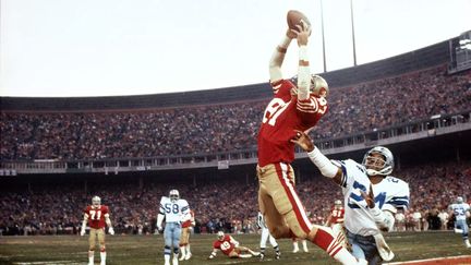 Dwight Clark, receveur des San Francisco 49ers, lors de "The Catch" contre Dallas en 1982