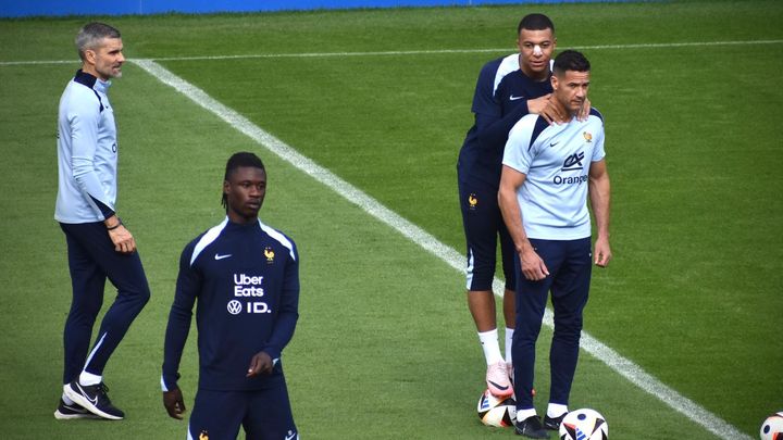 Kylian Mbappé lors de la séance d'entraînement des Bleus à Paderborn (Allemagne), le 19 juin 2024. (HORTENSE LEBLANC/FRANCEINFO: SPORT)