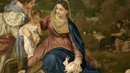 Edouard Manet, Copie de "La Vierge à l'enfant avec sainte Catherine et un berger", dite "La Vierge au lapin", d'après Titien, détail, vers 1850-1860. Musée du Louvre
 (Succession B. Caprotti)