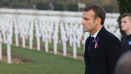 Emmanuel Macron, le 6 novembre 2018, à Douaumont (Meuse) pour les commémorations de la Grande Guerre. (LUDOVIC MARIN / POOL)