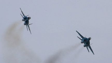 Deux avions de combat nord-coréens lors d'une manoeuvre le 17 avril 2019. Photo du ministère de la Défense de la Corée du Nord. (KCNA / MAXPPP)