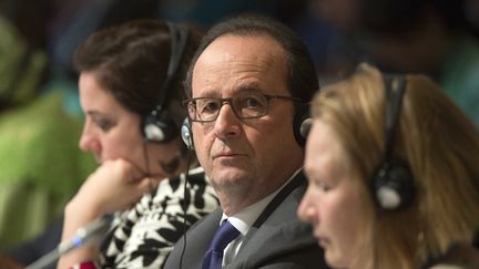 François Hollande au somment de la COP22&nbsp;à&nbsp;Marrakesh (Maroc), le 15 novembre 2016 (FADEL SENNA / AFP)