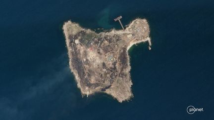 Une vue aérienne de l'île des Serpents (Ukraine), le 30 juin 2022. (- / PLANET LABS PBC / AFP)