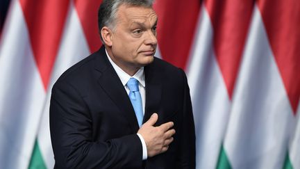 Viktor Orban, le 10 février 2019 à Budapest (Hongrie).&nbsp; (ATTILA KISBENEDEK / AFP)