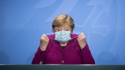 La chancelière allemande Angela Merkel le 14 octobre 2020.&nbsp; (STEFANIE LOOS / AFP)