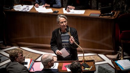 La Première ministre Elisabeth Borne à l'Assemblée nationale, le 15 novembre 2022. (ARTHUR NICHOLAS ORCHARD / HANS LUCAS / AFP)