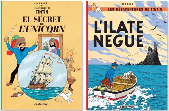 "Le secret de la licorne" en catalan et "L'île noire" en saintongeais 
 (Casterman)