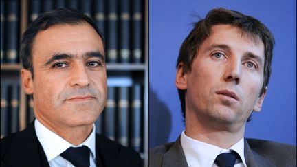 Alors que Pascal Wilhelm (&agrave; gauche) est toujours en garde &agrave; vue dans l'affaire Bettencourt, St&eacute;phane Courbit&nbsp;(&agrave; droite) est sorti libre mardi 12 juin 2012. (PATRICK KOVARIK / AFP)