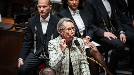 Prime Minister, Elisabeth Borne, during a question session to the government, at the National Assembly, November 14, 2023. (XOSE BOUZAS / HANS LUCAS / AFP)