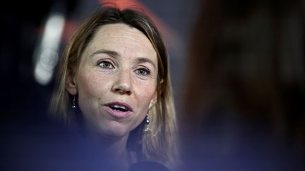 Marie-Amélie Le Fur, la présidente du Comité paralympique et sportif français et triple championne de para-athlétisme, le 17 avril 2024 à Paris. (ANNE-CHRISTINE POUJOULAT / AFP)