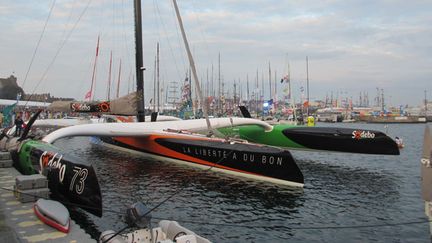 &nbsp; (Sodebo est l'un des "Ultimes" engagés sur la Route du rhum dont le départ sera donné dimanche à Saint Malo © RF/ Fabrice Rigobert)