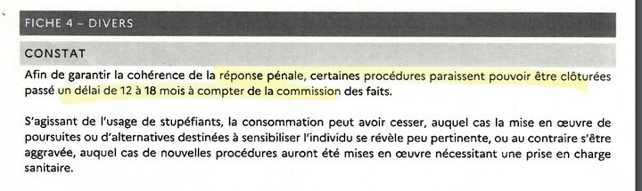 Extrait de la circulaire "Traitement des procédures judiciaires dans les services de police et les unités de gendarmerie" (RADIO FRANCE)