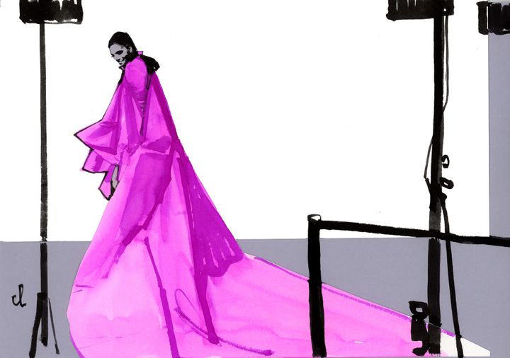 Marc-Antoine Coulon : croquis Giambattista Valli haute couture printemps-été 2019 en janvier 2019 à Paris
 (Marc-Antoine Coulon)