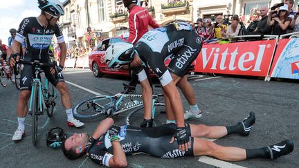 &nbsp; (Mark Cavendish a chuté samedi à quelques mètres de la ligne d'arrivée. © MaxPPP)