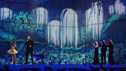 Les candidats du Montenegro se produisent lors de la finale de la 59e &eacute;dition de l'Eurovision, le 10 mai 2014, &agrave; Copenhague (Danemark). (VLADIMIR ASTAPKOVICH / RIA NOVOSTI)