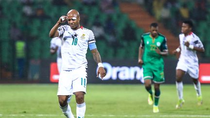 Le joueur du Ghana André Ayew, lors du match de son équipe&nbsp;contre les Comores, le 18 janvier 2022, durant la phase de poules de la CAN au Cameroun. (DANIEL BELOUMOU OLOMO / AFP)