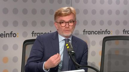 Marc Fesneau, chef de file du MoDem à l'Assemblée nationale, invité de franceinfo soir, le 24 octobre 2024. (FRANCEINFO / RADIO FRANCE)