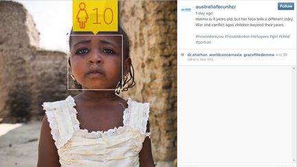 Sur Instagram, le bureau de l'agence des Nations unies pour les r&eacute;fugi&eacute;s a utilis&eacute; l'exemple de Halima, 4 ans, pour sensibiliser les gens sur le sort des enfants victimes de la guerre. (AUSTRALIA FOR UNHCR)