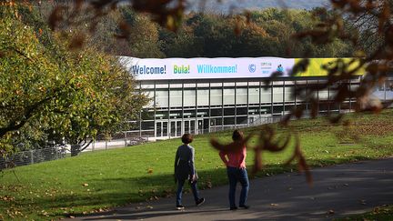 La COP 23 s'ouvre à Bonn, en Allemagne, le 6 novembre 2017 (ici, des tentes installées à Bonn en vue de la conférence). (OLIVER BERG / AFP)