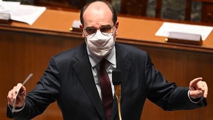 Le Premier ministre Jean Castex, à l'Assemblée nationale, à Paris, le 24 novembre 2020.&nbsp; (ANNE-CHRISTINE POUJOULAT / AFP)