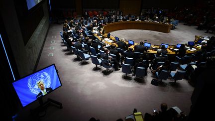 Les membres du Conseil de s&eacute;curit&eacute; de l'ONU, r&eacute;unis le 14 octobre 2014 &agrave; New York (Etats-Unis). (EDUARDO MUNOZ / REUTERS)