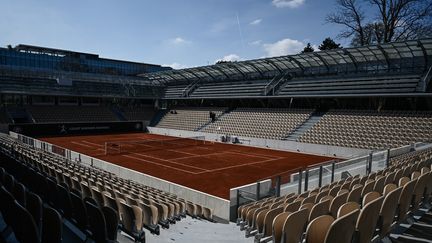 Le nouveau court&nbsp;Simonne-Mathieu à Roland-Garros à Paris, le 21 mars 2019. (PHILIPPE LOPEZ / AFP)