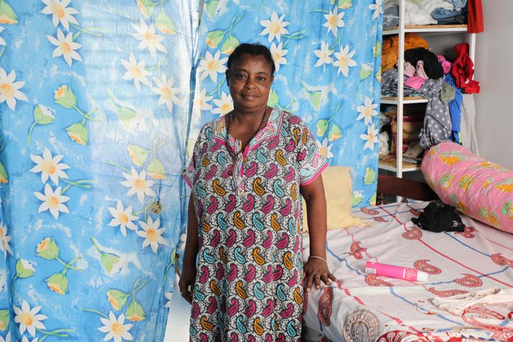 Chamsia, a former resident of Talus 2 relocated to Koungou (Mayotte), June 19, 2023. (ROBIN PRUDENT / FRANCEINFO)